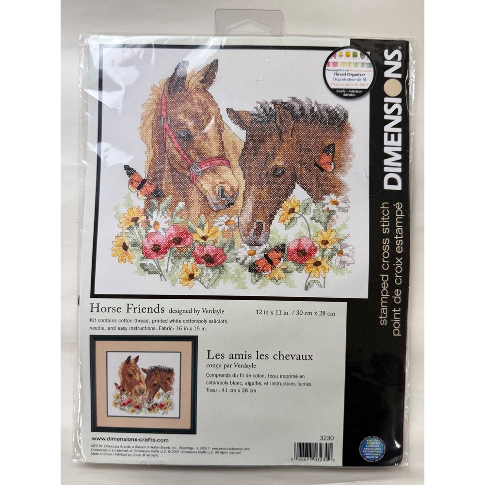 Dimensions Stamped Cross Stitch Kit Horse Friends 3230 12"x11"